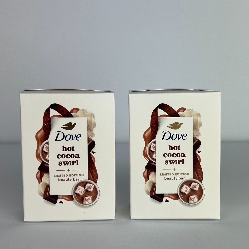 2 Pack Dove Beauty Limited Edition Soap Hot Cocoa Swirl 5oz Holiday Treats